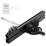 Precision Miter Gauge, Standard Slot 3/4 x 3/8, Aluminum Alloy Table Saw Miter Gauge with 18 in Grating 15 Angle Stops Adjustable Spring Loaded Plunger and Removable Disc, for Woodworking