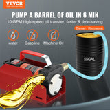 Diesel Fuel Transfer Pump Kit 12V 10 GPM DC with Automatic Shut-off Nozzle Hose, Portable Electric Self-Priming Fuel Transfer Extractor Pump Kit for Diesel, Kerosene, Machine, Transformer Oil