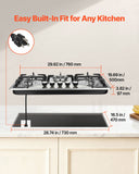 30-inch Gas Cooktop, 5 Burners Built-in Gas Stove Top, Max 12250BTU NG/LPG Convertible Stainless Steel Natural Gas Hob, with Thermocouple Protection for Camping, RV, Apartment