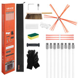 Chimney Sweep Kit, 26 ft Maximum Extendable Length Chimney Brush, Chimneys Cleaning Kit with Bristle Replacements  Goggles, 90 Bendable Fireplace Cleaning Tool, for Square, Rectangle Chimneys