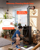 Chimney Sweep Kit, 26 ft Maximum Extendable Length Chimney Brush, Chimneys Cleaning Kit with Bristle Replacements  Goggles, 90 Bendable Fireplace Cleaning Tool, for Square, Rectangle Chimneys