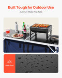 Camping Kitchen Table, Folding Outdoor Cooking Table, 3 Adjustable Height, Aluminum Lightweight Portable Cook Station with Storage Organizer, Carry Handle, for BBQ Party Picnic RV Travel, Blue