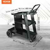 Welding Cart, 3-Tier Welder Cart Heavy Duty with 400 Lbs Weight Capacity, 360 Swivel Wheels, Tank Storage Safety Chains, Rolling MIG Welder Cart for TIG, ARC, MMA, Plasma Cutter Welding Machine