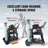 Welding Cart, 3-Tier Welder Cart Heavy Duty with 400 Lbs Weight Capacity, 360 Swivel Wheels, Tank Storage Safety Chains, Rolling MIG Welder Cart for TIG, ARC, MMA, Plasma Cutter Welding Machine