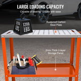 36in x 18in Welding Table, 1200lbs Load Capacity Steel Welding Workbench Table on Wheels, Portable Work Bench with Braking Lockable Casters, 4 Tool Slots, 5/8-inch Fixture Holes, Tool Tray