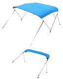 3 Bow Boat Bimini Tops, 600D Polyester Canopy with Aluminum Alloy Frame, Waterproof  Sun Shade Boat Awning Canopy with Storage Bag, 2 Support Poles, 4 Straps, 6Lx(67in-72in)Wx46inH, Pacific Blue
