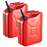 Newly Upgraded Oil-Tight£¡ Metal Fuel Container, 5.3 Gallon, Fuel Jerry Can with Spout and Comfort Handle, 6 L/min Max Flow Rate, Leakproof  Corrosion-resistant Metal Gas Tank Most Cars Motorcycle ATV UTV, Red, 2 Packs