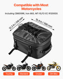 Motorcycle Tail Bag, 22-34 L Expandable Motorcycle Rear Seat Bag with Waterproof Rain Cover, Outdoor Sports Motorbike Luggage Storage Backpack Handbag with Straps, Pocket  Elastic Cord, Black