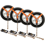 Car Tie Down with Chain Anchors, Lasso Style 2in¡Á120in Tire Straps, 5865 LBS Working Load, 11023 LBS Breaking Strength, with Heavy Duty Ratchets for Passenger Car, ATV, SUV, UTV, Truck, 4-Pack