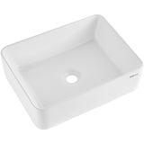 Rectangle Vessel Sink, 19in x 14.7in Bathroom Vessel Sink Countertop, White Ceramic Bathroom Sinks Above Counter, Modern Style, Bright and Elegant, Well-Packaged for Bathroom, Hotel, Toilet, RV