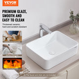 Rectangle Vessel Sink, 19in x 14.7in Bathroom Vessel Sink Countertop, White Ceramic Bathroom Sinks Above Counter, Modern Style, Bright and Elegant, Well-Packaged for Bathroom, Hotel, Toilet, RV