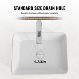 Rectangle Vessel Sink, 19in x 14.7in Bathroom Vessel Sink Countertop, White Ceramic Bathroom Sinks Above Counter, Modern Style, Bright and Elegant, Well-Packaged for Bathroom, Hotel, Toilet, RV