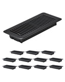 4 x 10 Inch Floor Registers, 12-Pack Vent Grilles, HAVC Heavy-Duty Walkable Iron Floor Vents, Easily Adjustable Rust-Proof Air Vents Deflector with Metal Damper, Ideal for Home  Office, Black
