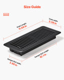 4 x 10 Inch Floor Registers, 12-Pack Vent Grilles, HAVC Heavy-Duty Walkable Iron Floor Vents, Easily Adjustable Rust-Proof Air Vents Deflector with Metal Damper, Ideal for Home  Office, Black