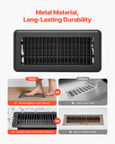 4 x 10 Inch Floor Registers, 12-Pack Vent Grilles, HAVC Heavy-Duty Walkable Iron Floor Vents, Easily Adjustable Rust-Proof Air Vents Deflector with Metal Damper, Ideal for Home  Office, Black