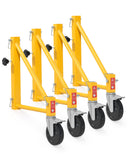4-Pack Scaffold Outriggers, 1000 lbs Total Load Capacity Baker-Style Scaffolding Accessory with Swivel Casters, Carbon Steel Scaffold Wheel System with Rust Proof Galvanized Surface, Yellow