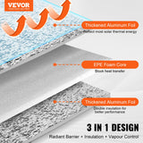 Double Reflective Insulation Roll, Foam Core Radiant Barrier, 3.2 mm 48 in x 50 ft, Double-Sided Aluminum Foil EPE Foam Heat Reflective Shield, Thermal Insulation Roll for Window RV Roof