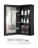 Medicine Cabinet, 14 x 24 inches, Medicine Cabinet for Bathroom with Mirror, Aluminum Frame Bathroom Wall Cabinet, 2-layer Adjustable Shelves, Recessed  Wall-mounted Installation