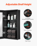 Medicine Cabinet, 14 x 24 inches, Medicine Cabinet for Bathroom with Mirror, Aluminum Frame Bathroom Wall Cabinet, 2-layer Adjustable Shelves, Recessed  Wall-mounted Installation