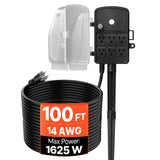 Outdoor Power Stake, 100 FT Extension Cord, Outdoor Power Strip Weatherproof with Cover and Overload Protection, 6 Outlets, 13A/1625W, Waterproof Multi-Outlet Yard Stake for Christmas Lights