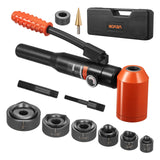 Knockout Punch Set, 10 Ton Hydraulic Knockout Set, 1/2in to 2in KO Tool Kit Hole Making Tool, KO Tools Kit with6 Dies for Metal Electrical Cabinets, Electrical Control Cabinets, Switch Cabinets