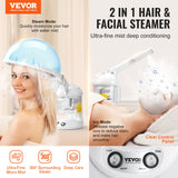 Hair Steamer, 2-in-1 Professional Hair  Facial Steamer with Detachable Bonnet Hood, Nano Ionic  UV Ozone Face Steamer with 360 Rotatable Sprayer for Salon Spa Home Beauty