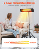 Infrared Heater, 1500W Electric Space Heater with Remote Control, LED Screen with 3 Speeds  Timer, Outdoor/Outdoor for Patio,Porch,Dining Room,Studio