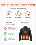 Heated Fleece Jacket for Women, Heated Sweatshirt with 7.4V 16000mAh Rechargeable Power Bank Pack, 6 Heating Zones, 3 Temp Levels, 3h/6h/10h Warmth, for Winter Outdoor Camping, Black, XL Size