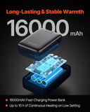 Heated Fleece Jacket for Women, Heated Sweatshirt with 7.4V 16000mAh Rechargeable Power Bank Pack, 6 Heating Zones, 3 Temp Levels, 3h/6h/10h Warmth, for Winter Outdoor Camping, Black, XL Size