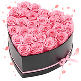 Forever Flowers, 27 Preserved Roses in a Heart Shape Box, Eternal Flowers Immortal Bouquet Birthday Present for Women Her Wife Mothers, Anniversary, Valentines Day,Christmas, Pink