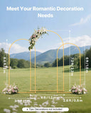 Arch Backdrop Stand, Set of 3, 7.2/6.6/6 ft, Stable Structure, Easy Assembly, Gold Metal Arch Backdrop Stand for Wedding, Birthday Party, Graduation, Holiday Celebration, and Ceremony Decoration