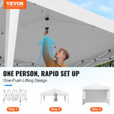 Pop Up Canopy, 10 x 10 FT Instant Canopy Portable Gazebo with 3 Sidewalls  2 Ventilated Windows, Height Adjustable Pop-Up Outdoor Shelter Tent for Events, Patio, Backyard, Party, Parking