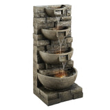 Outdoor Water Fountain, 35.63 in Height Fountain and Waterfall, 4-Tier Floor Standing Cascading Fountains with LED Light and Pump, Block Stack Style, for Outdoor Indoor Garden, Patio  Backyard