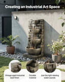 Outdoor Water Fountain, 35.63 in Height Fountain and Waterfall, 4-Tier Floor Standing Cascading Fountains with LED Light and Pump, Block Stack Style, for Outdoor Indoor Garden, Patio  Backyard