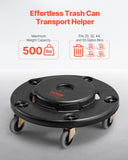 Trash Can Dolly, Fit 20, 32, 44, 55 Gallon Containers, Round Trash Can Roller Base with 4 Lockable Wheels, 500lbs Weight Capacity, Heavy Duty Barrel Dolly, Multi-Functional Rolling Dolly Cart