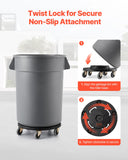 Trash Can Dolly, Fit 20, 32, 44, 55 Gallon Containers, Round Trash Can Roller Base with 4 Lockable Wheels, 500lbs Weight Capacity, Heavy Duty Barrel Dolly, Multi-Functional Rolling Dolly Cart