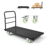 Heavy Duty Platform Truck, 2000 lbs Capacity, Industrial Steel Flatbed Cart with Swivel Wheels and Handle, Platform Hand Push Truck Dolly, Easy Storage, for Luggage Moving, 48 x 24 x 32.1 in