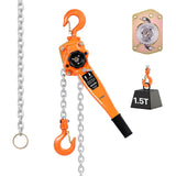 Manual Lever Chain Hoist, 1-1/2T 3300LBS Capacity Heavy Duty Come Along, 10FT Lift G80 Alloy Steel Chain With Dual Pawl Mechanical Brake,360Rotating Hooks, for Warehouse Construction Garage