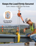 Manual Lever Chain Hoist, 1-1/2T 3300LBS Capacity Heavy Duty Come Along, 10FT Lift G80 Alloy Steel Chain With Dual Pawl Mechanical Brake,360Rotating Hooks, for Warehouse Construction Garage