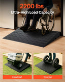 Rubber Threshold Ramp, 4\in Rise Threshold Ramp Doorway, 3 Channels Cord Cover Rubber Solid Threshold Ramp, Rubber Angled Entry Rated 2200 Lbs Load Capacity for Wheelchair and Scooter