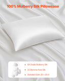 Silk Pillowcase, 100% Pure Mulberry Silk Pillow Case, 26 in x 20 in Standard Silky Pillow Case for Hair and Skin, Smooth, Soft and Breathable Pillowcase with Hidden Zipper, for Sleeping (White)