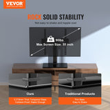 TV Stand Mount, Swivel Universal TV Stand for 32 to 55 inch TVs, Height Adjustable Portable Floor TV Stand with Tempered Glass Base for Bedroom, Living Room