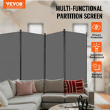 Room Divider, 4 Panels Room Divider, Folding Privacy Screen and Portable Partition Divider for Room Separation, Freestanding Room Partitions for Office, Bedroom, Study, Grey
