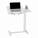 Overbed Table, Mobile Bed Side Table with Flip Desktop and 4 Hidden Wheels, Height  Angle Adjustable Rolling Laptop Desk with Cup Holder, Portable Over Bed Desk for Home, Office, Study, White
