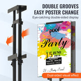Poster Stand, Adjustable Height Up to 75in, Double-Sided Heavy Duty Pedestal Sign Holder, Floor Standing Sign Holder Banner Stand with Shock-absorbing Base for Display, for Board and Foam, Black