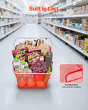 Shopping Baskets, 12 PCS, 22L Stackable Metal Grocery Baskets with Handles, Dense Mesh Structure, Holds up to 44 lbs, Portable for Grocery, Retail, Stores, Supermarket, Bookstore, Home Use, Red
