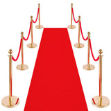 Stanchion Post, 8 Pcs Crowd Control Barrier Set with Red Carpet, 6 Red Velvet Ropes, Stainless Steel Gold Stanchion Post Queue with Hollow Base for Theater, Party, Wedding, Exhibition (Gold)