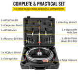 Adjustable Hole Saw Cutter Kit, 1-5/8in to 8in (40-200 mm), Two Replaceable Pilot Drill Bits, Twin Blade Recessed Hole Saw with PC Dust Shield, for Recessed Lights, Ceiling Speakers, Vent Holes