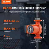 007-F5-7IFC Hot Water Recirculating Pump, 110V, 70W 23 GPM Hot Water Circulation Pump, 1in NPT Flange 3-Speed Circulator Pump, Quiet Operation Circulator Pump for Home Water Heater System