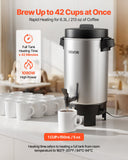 Commercial Coffee Urn, 40 Cup 203oz Hot Beverage Dispenser with Dripless Faucet, 1090W Quick-Brewing Coffee Maker, Automatic Temperature Control, for Catering, Party, Church  Restaurant